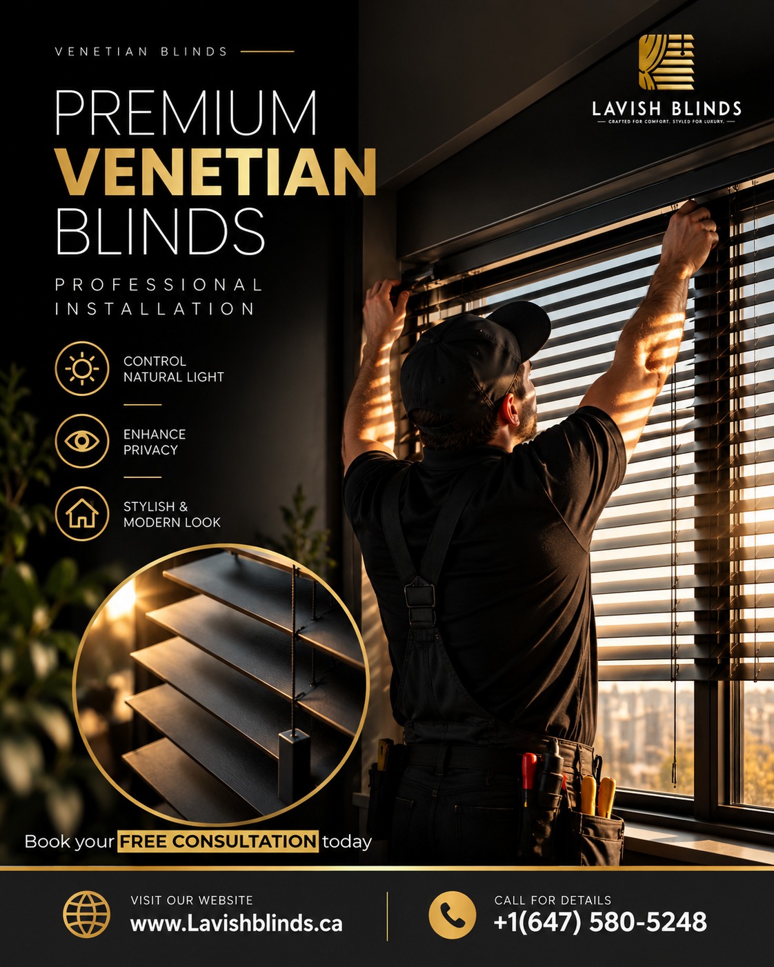 Lavish Blinds visual guide showing professional Venetian blind installation